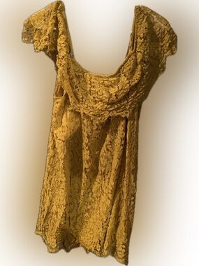 Yellow Lace Off-Shoulder Dress